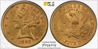 1895 $5 MS61