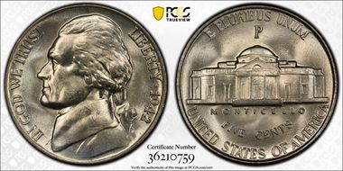 1942-P 5C Silver MS68