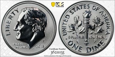 2018-S 10C Reverse Proof Silver 50th Anniversary Set PR70