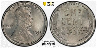 1943-S 1C MS66