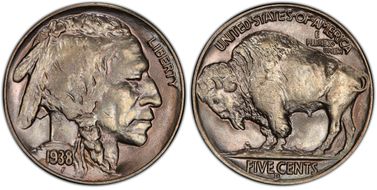 1938-D 5C Overmintmark, FS-514 MS66