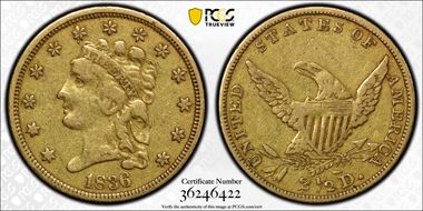 1836 $2.50 Script 8 VF30