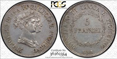 1808/7 5 Fr KM-24.3 Medium Busts AU55