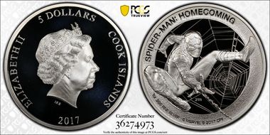 2017 $5 Spider-Man Homecoming PR70DCAM