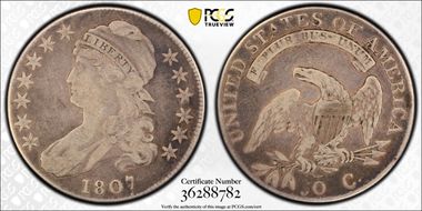 1807 50C Capped Bust, Large Stars VG10