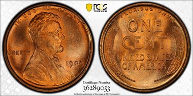 1909 1C Lincoln MS66+ RD
