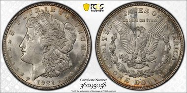 1921-D $1 VAM 1B, Capped R MS66