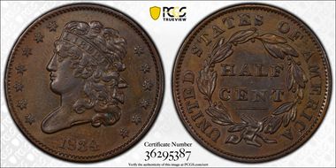 1834 1/2C AU53BN