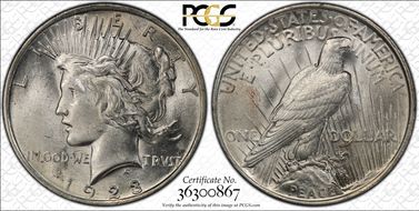 1923 $1 VAM 1C, Tail on O MS62