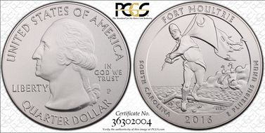 2016-P 25C Fort Moultrie NP 5 oz Silver SP69