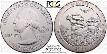 2016-P 25C Shawnee NP 5 oz Silver SP69