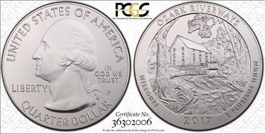 2017-P 25C Ozark Riverways NP 5 oz Silver SP70