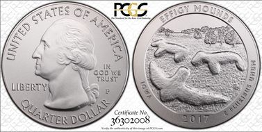 2017-P 25C Effigy Mounds NP 5 oz Silver SP69