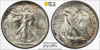 1945 50C FS-901, Missing Initials MS66