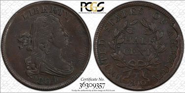 1804 1/2C Spiked Chin XF45BN