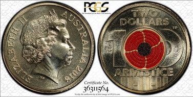 2018-C $2 Armistice Centenary Colorized MS68