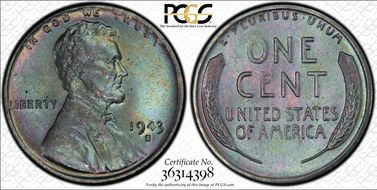 1943-S 1C MS64
