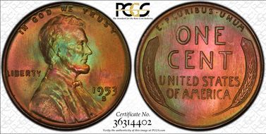 1953-S 1C MS65RB