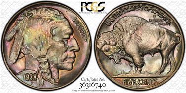 1938-D 5C Overmintmark, FS-514 MS65