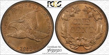 1858 1C Large Letters MS64