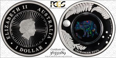 2014-P $1 Tasmanian Devil - Opal PR69DCAM