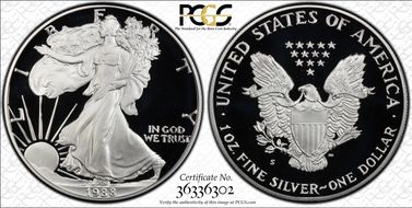 1988-S $1 Silver Eagle PR70DCAM