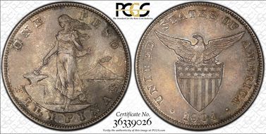 1904 Peso KM-168  Ag MS63