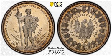 1879 5 Fr Basel R-92a MS64