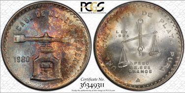 1980-Mo Onza KM-M49b.5  Ag MS67