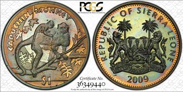 2009 $1 Capuchin Monkey MS66