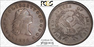 1795 $1 Flowing Hair, 3 Leaves XF45