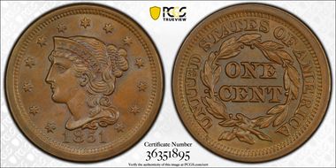 1851 1C Newcomb 37 MS65BN