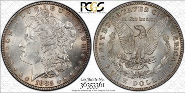 1885 $1 VAM 8 Dash MS62