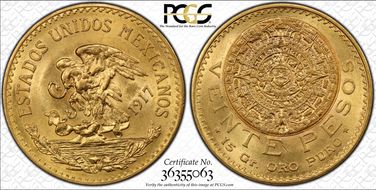 1917 20 Peso KM-478  Au MS64