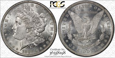 1882-O/S $1 VAM 5, O/S EDS MS62