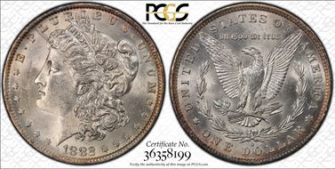 1882-O/S $1 VAM 3, O/S EDS MS62