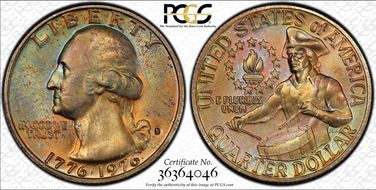 1976-S 25C Silver MS66