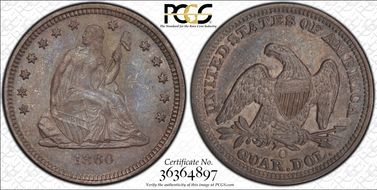 1860-O 25C AU58