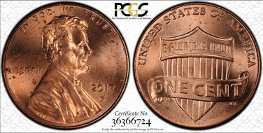 2017-P 1C Shield MS64RD