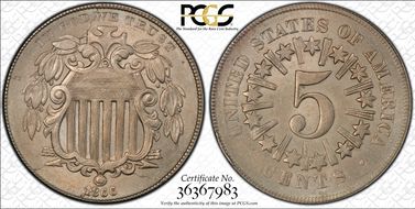 1866 5C Rays MS64