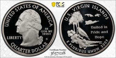 2009-S 25C U.S. Virgin Islands Silver PR70DCAM