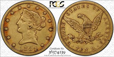 1854-O $10 Large Date VF35