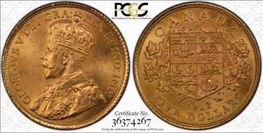 1912 $5 Gold Reserve MS65