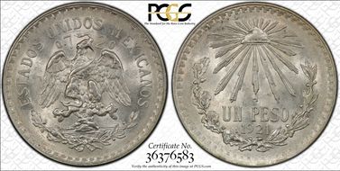 1921-M Peso KM-455  Ag MS63