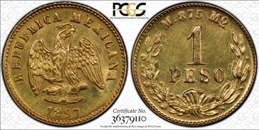 1897-Mo M Peso KM-410.5 Gold N1