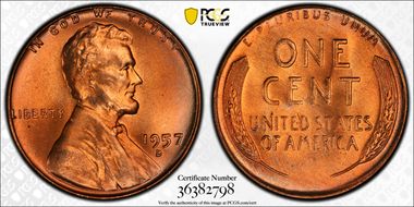 1957-D 1C MS67+ RD