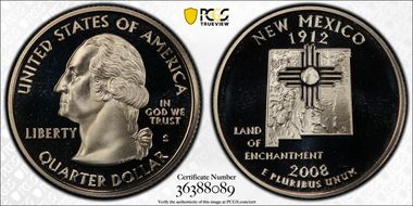 2008-S 25C New Mexico PR70DCAM