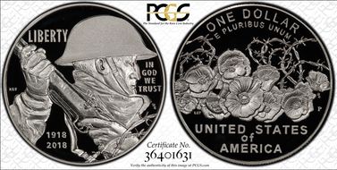 2018-P $1 WWI Centennial PR69DCAM