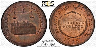 1798 Tk 1/2D DH-1 Dorsetshire Blandford MS63BN