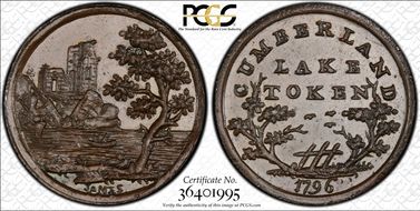 1796 Tk 1/4D DH-2 Cumberland Lake Token MS64BN